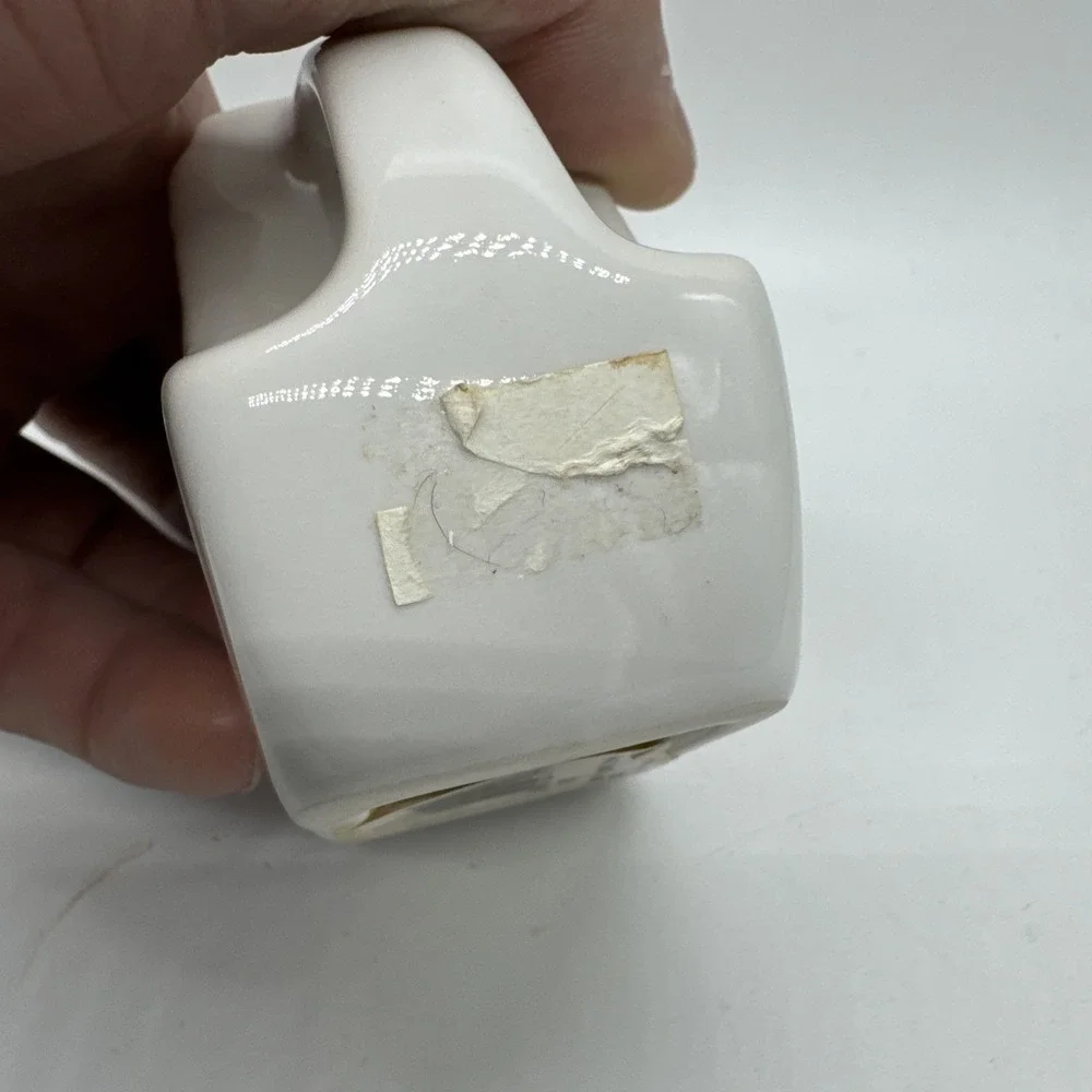 FIESTA Mini Disc Disk Pitcher Holly Ribbon Christmas Creamer White 3.25